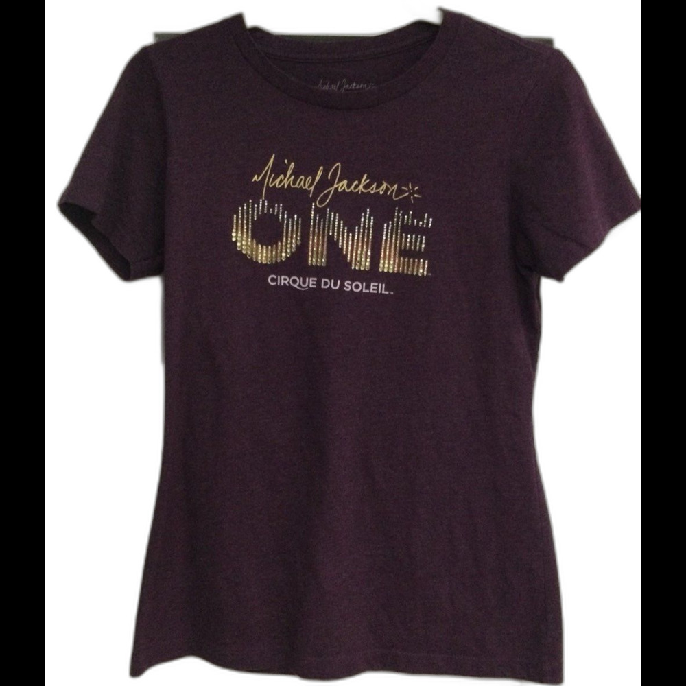 Michael Jackson T-Shirt Women's Size L Purple One Cirque Du Soleil Rhinestone